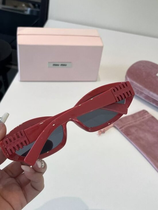 Miu Miu Red Oval Sunglasses with Dark Lonses main image 6
